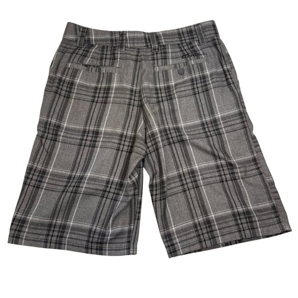 ONeill Shorts Mens Size 34 Gray Plaid Flat Front Casual Boaard Wear Cotton Blend - Picture 2 of 10